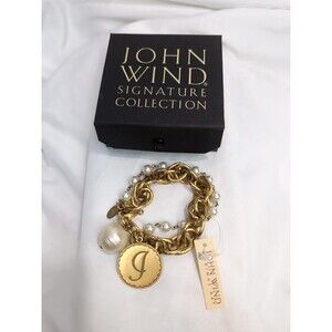John Wind Sorority Bracelet 'G' Pearl Accent Very Good Condition As Pictured